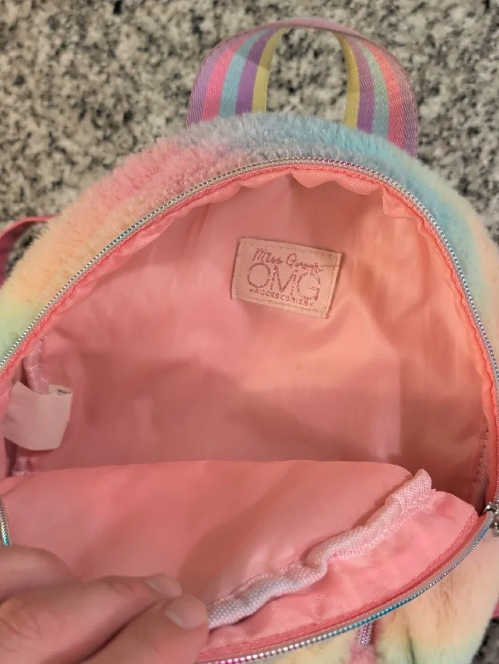 Plush Rainbow Heart Kids Backpack - Pink Multicolor